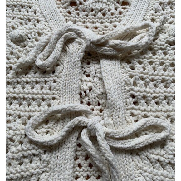 Zara Crochet Knit Tie Front Cardigan Sweater M - Picture 4 of 5